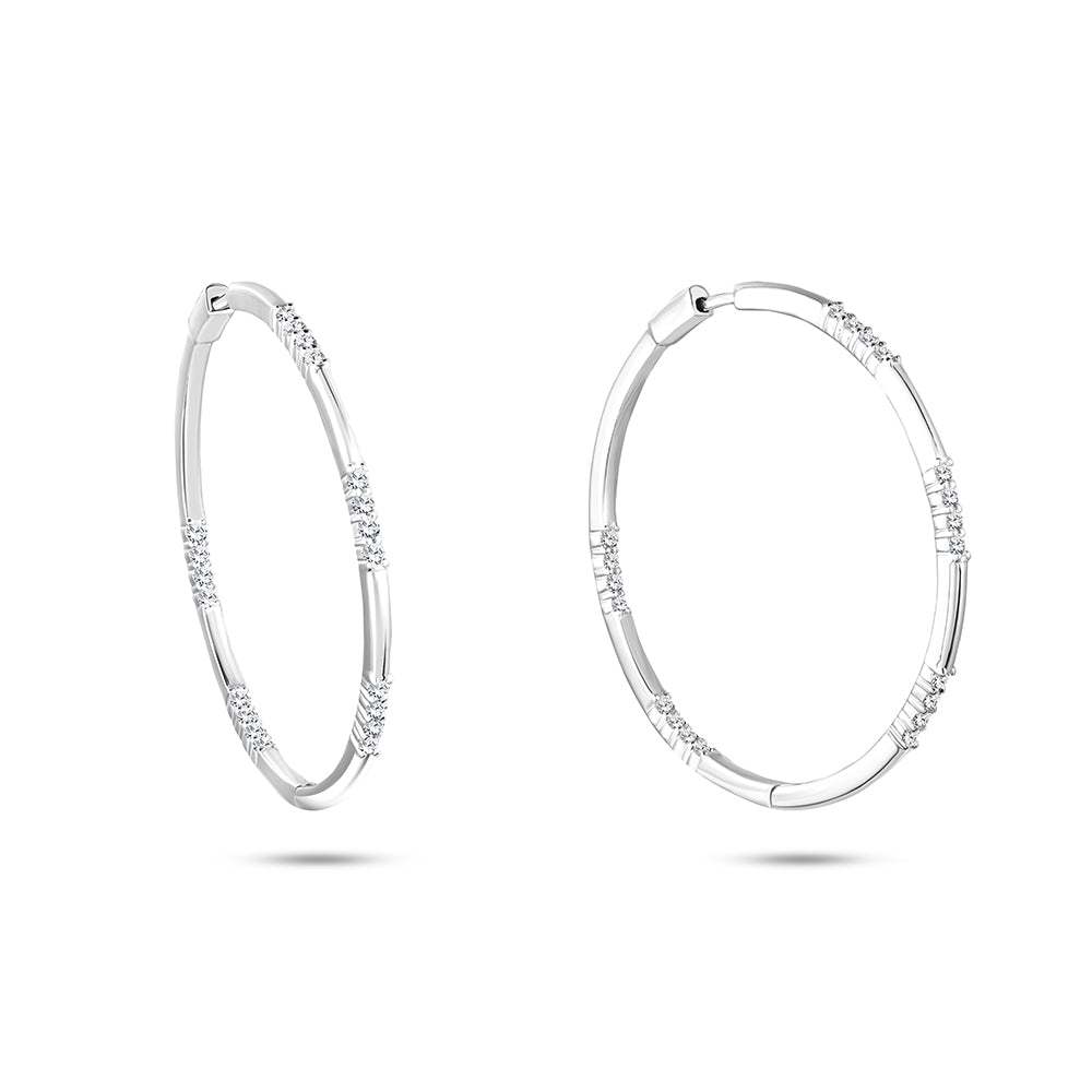 قرط أذن من الذهب الأبيض عيار 18 قيراط مرصع بالألماس - E-E288S