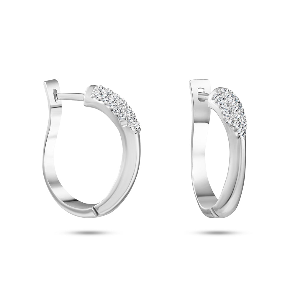 قرط أذن من الذهب الأبيض عيار 18 قيراط مرصع بالألماس - E-E289S