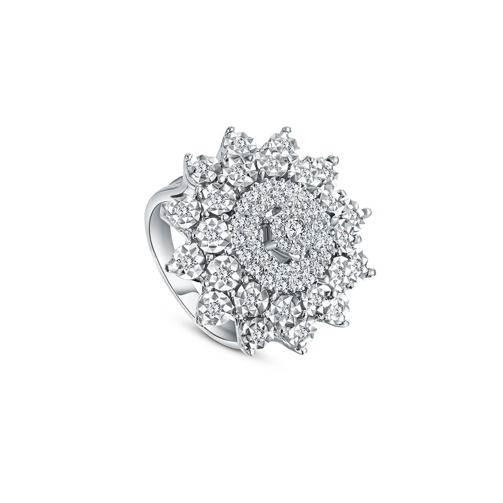 خاتم من الذهب الأبيض عيار 18 قيراط مرصع بالألماس - E-R699SBM