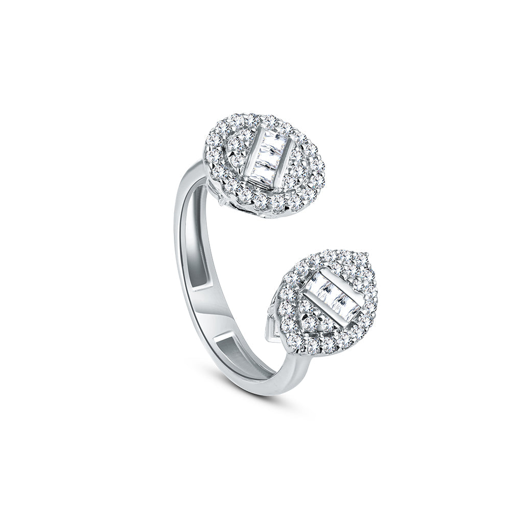 خاتم من الذهب الأبيض عيار 18 قيراط مرصع بالألماس - E-R721S