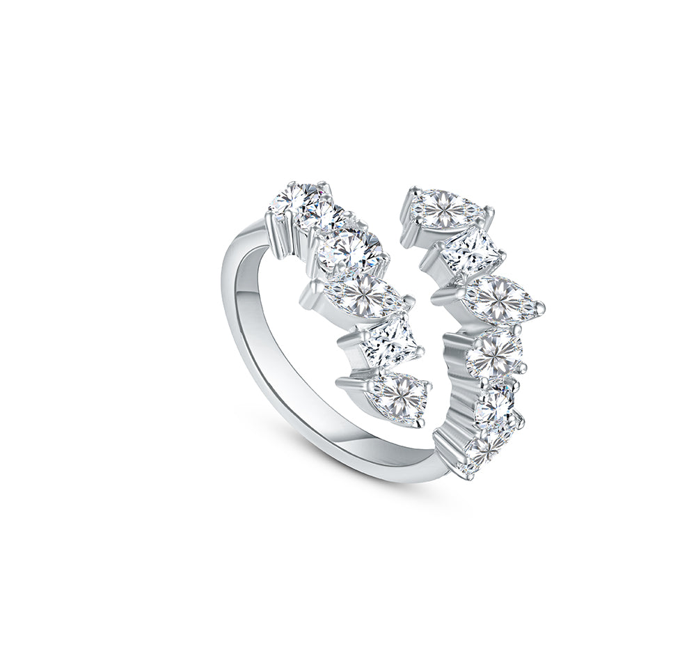 خاتم من الذهب الأبيض عيار 18 قيراط مرصع بالألماس - E-R790X