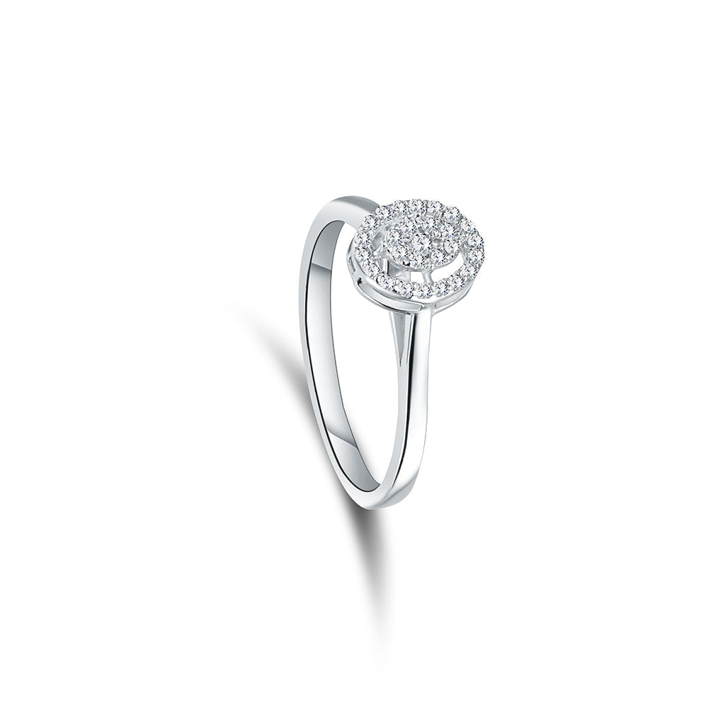 18K White gold Diamond Ring - HR03