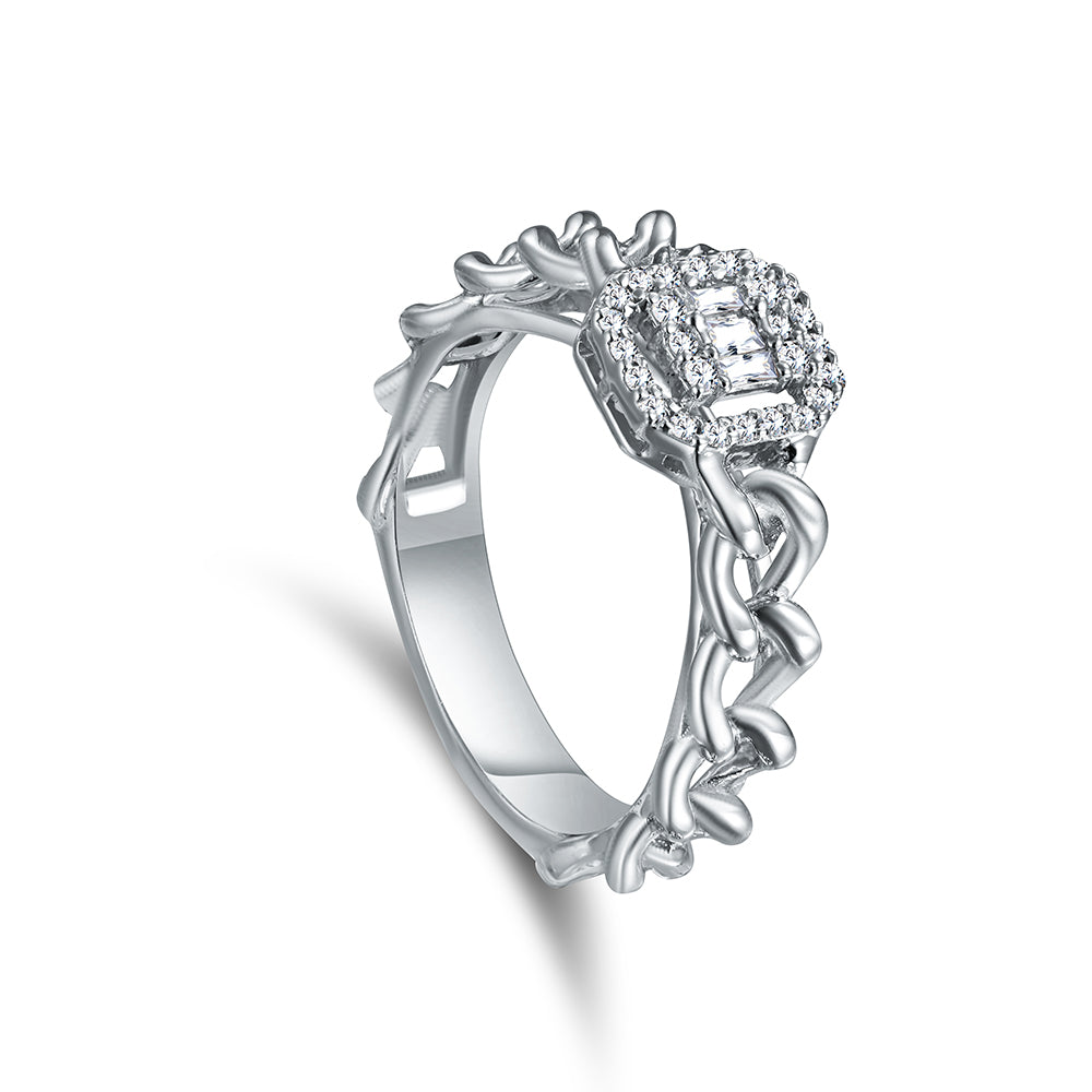 18K White gold Diamond Ring - HR88