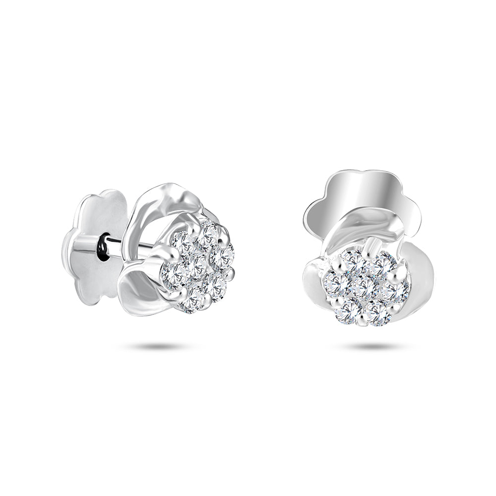 قرط من الذهب الأبيض عيار 18 قيراط مرصع بالألماس - IE21