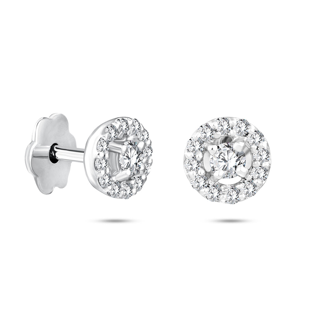 قرط ألماس من الذهب الأبيض عيار 18 قيراط - IE80