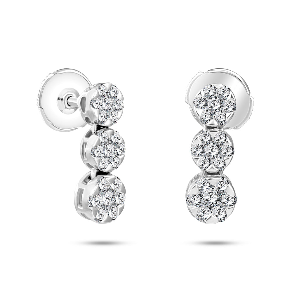 قرط من الذهب الأبيض عيار 18 قيراط مرصع بالألماس - IE99