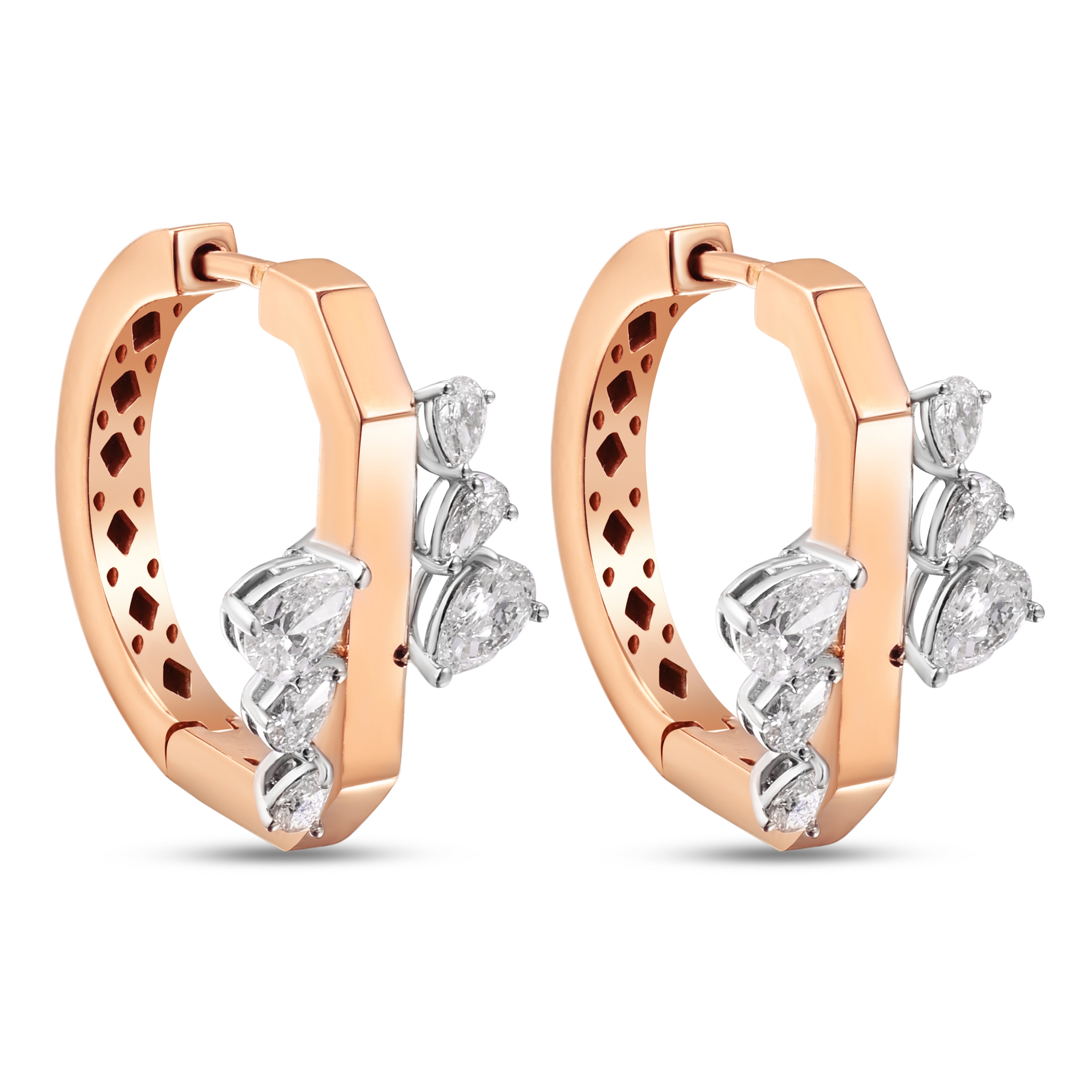 18K Rose Gold Diamond Earrings - E-E330S
