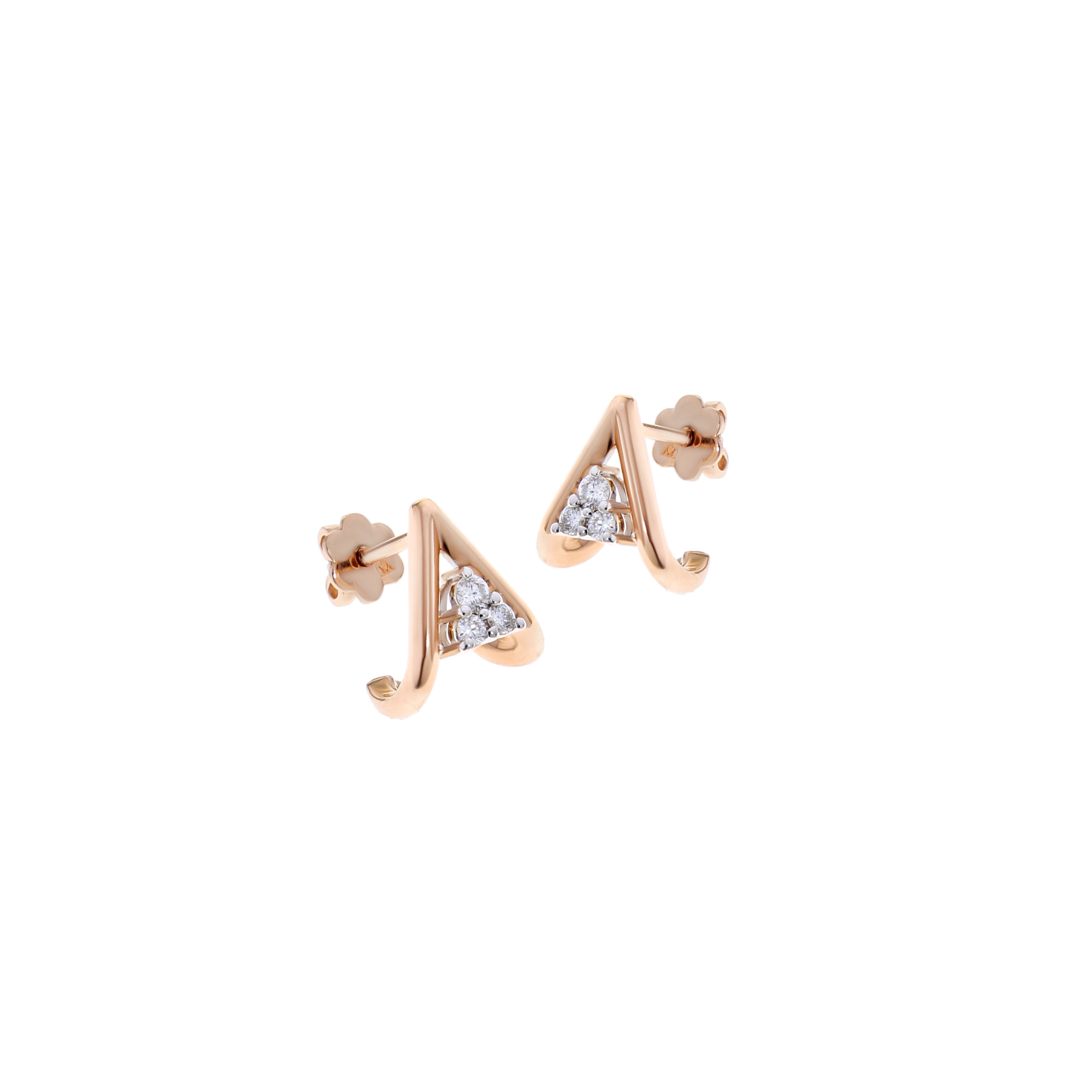 18K Rose Gold Diamond Earrings -E-E388S