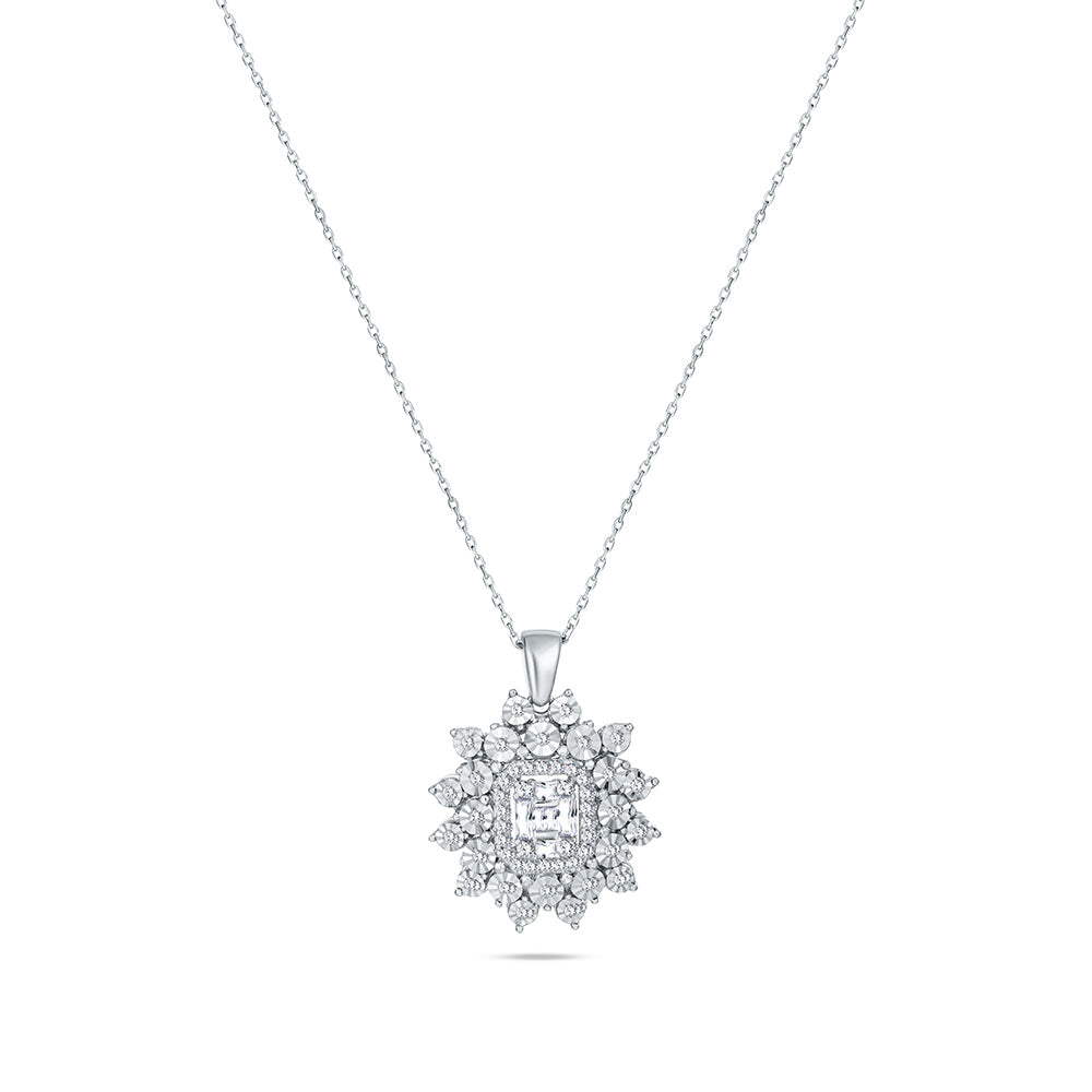 18K White gold Diamond Necklace - E-P413SM