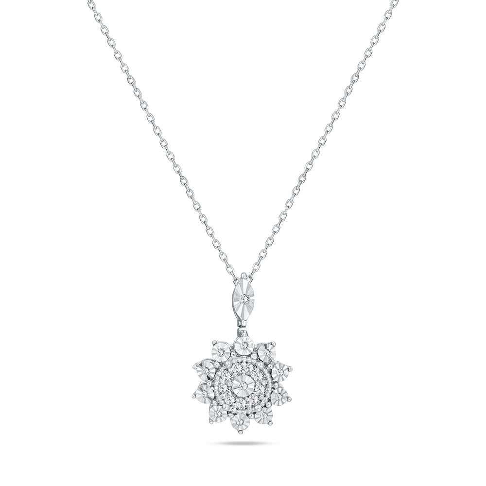 18K White gold Diamond Necklace - E-P432SM