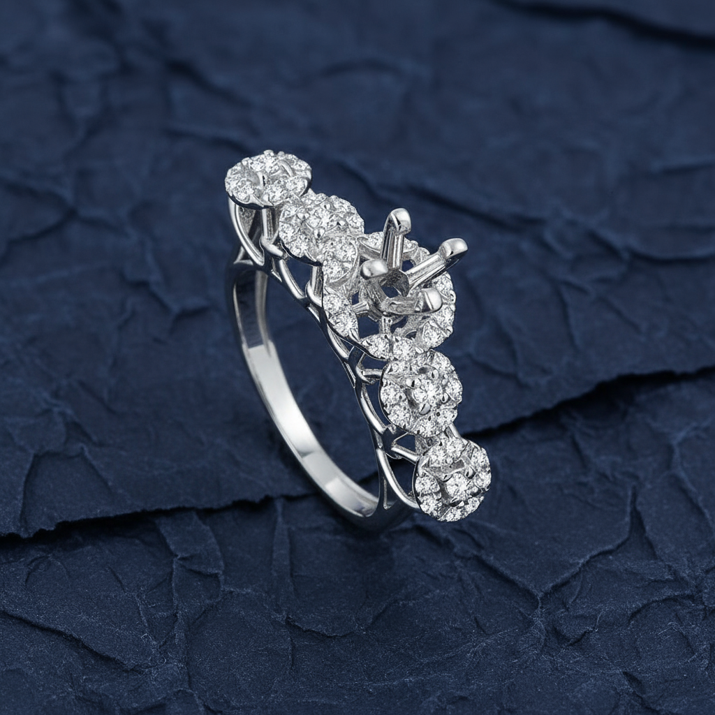 18K Diamond White gold Twins - E-T493S