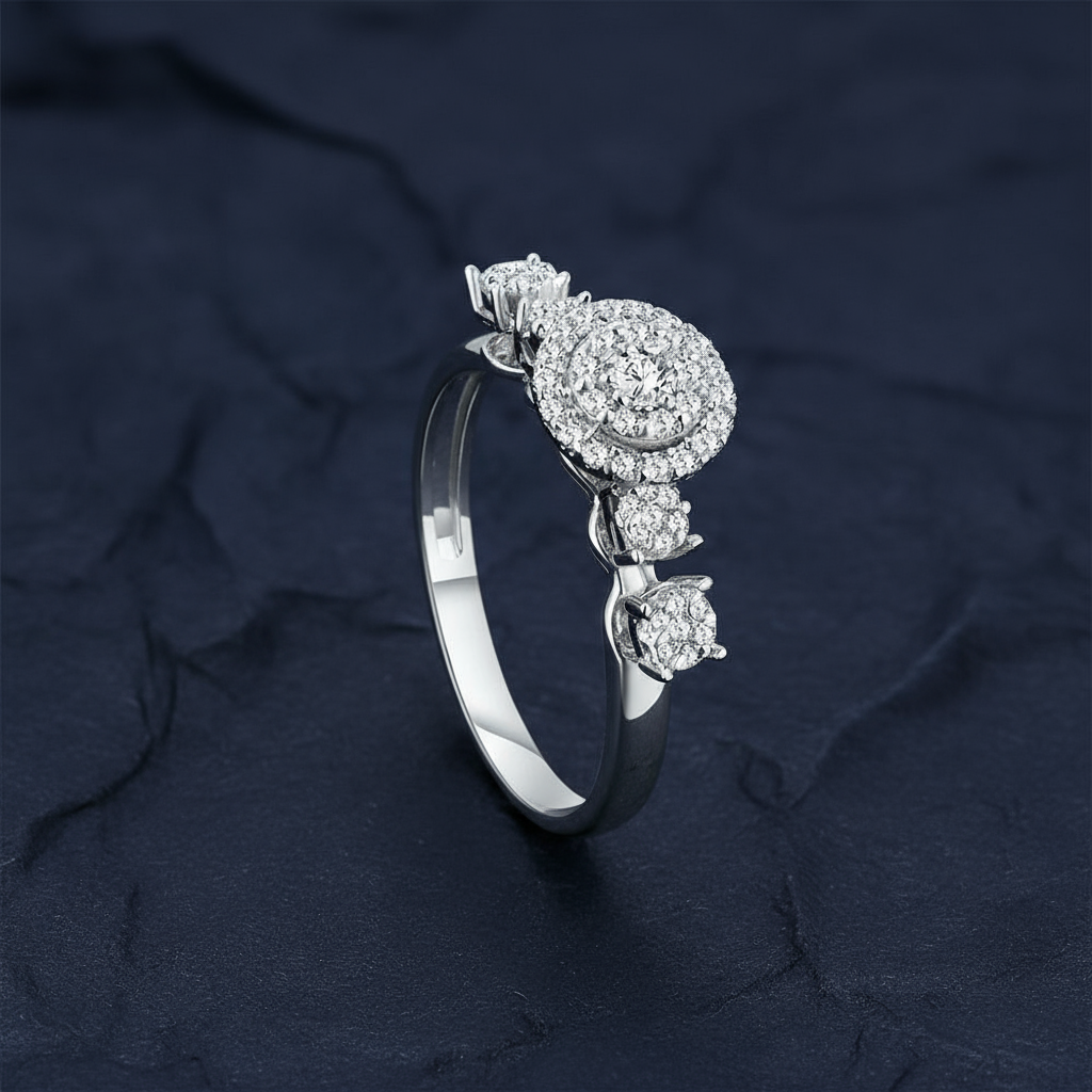 18K Diamond White gold Twins - E-T552S