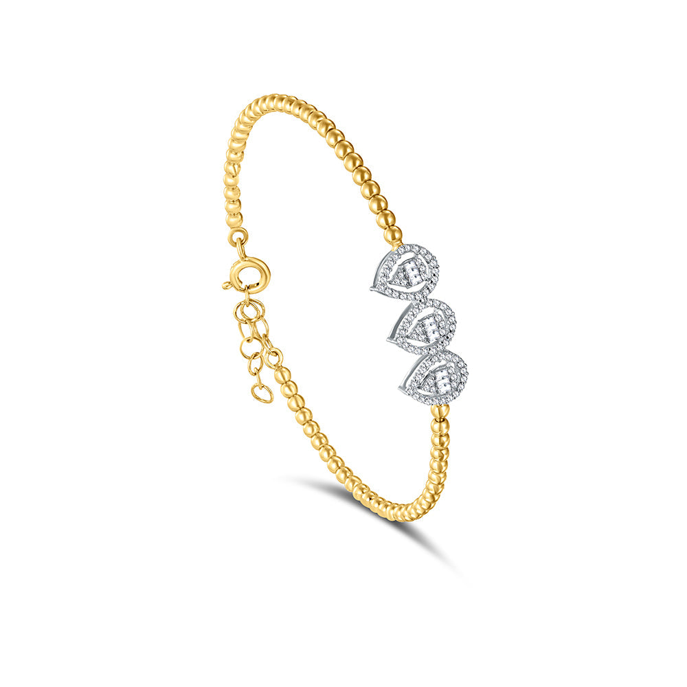 18K Yellow gold Diamond Bangle - HB206