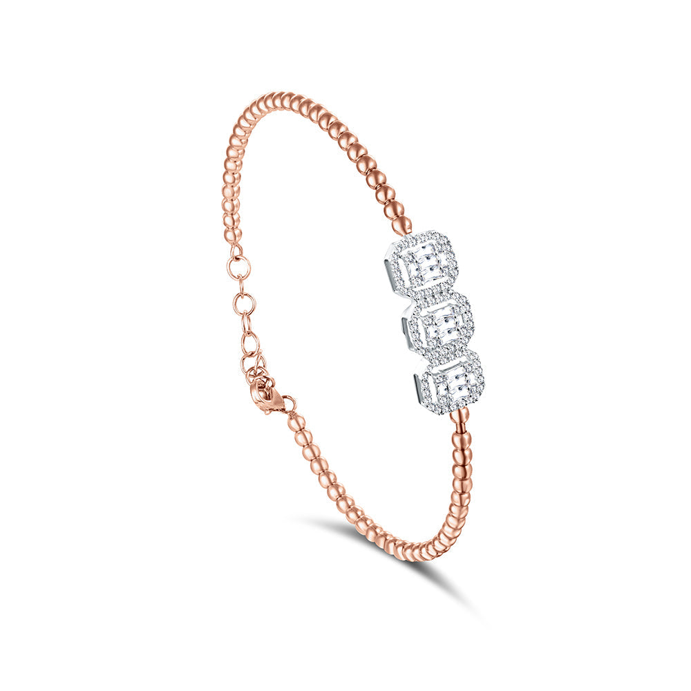 18K Rose gold Diamond Bangle - HB210