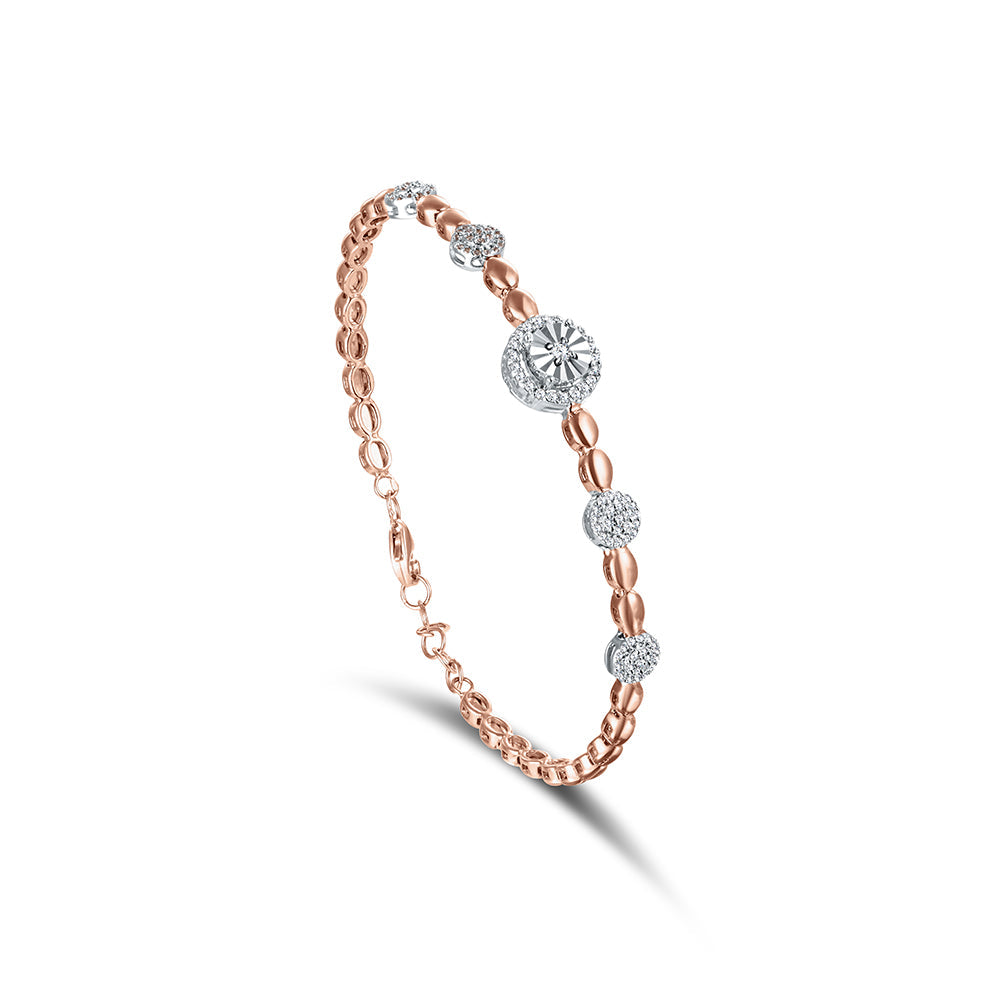18K Rose gold Diamond Bangle - HB228