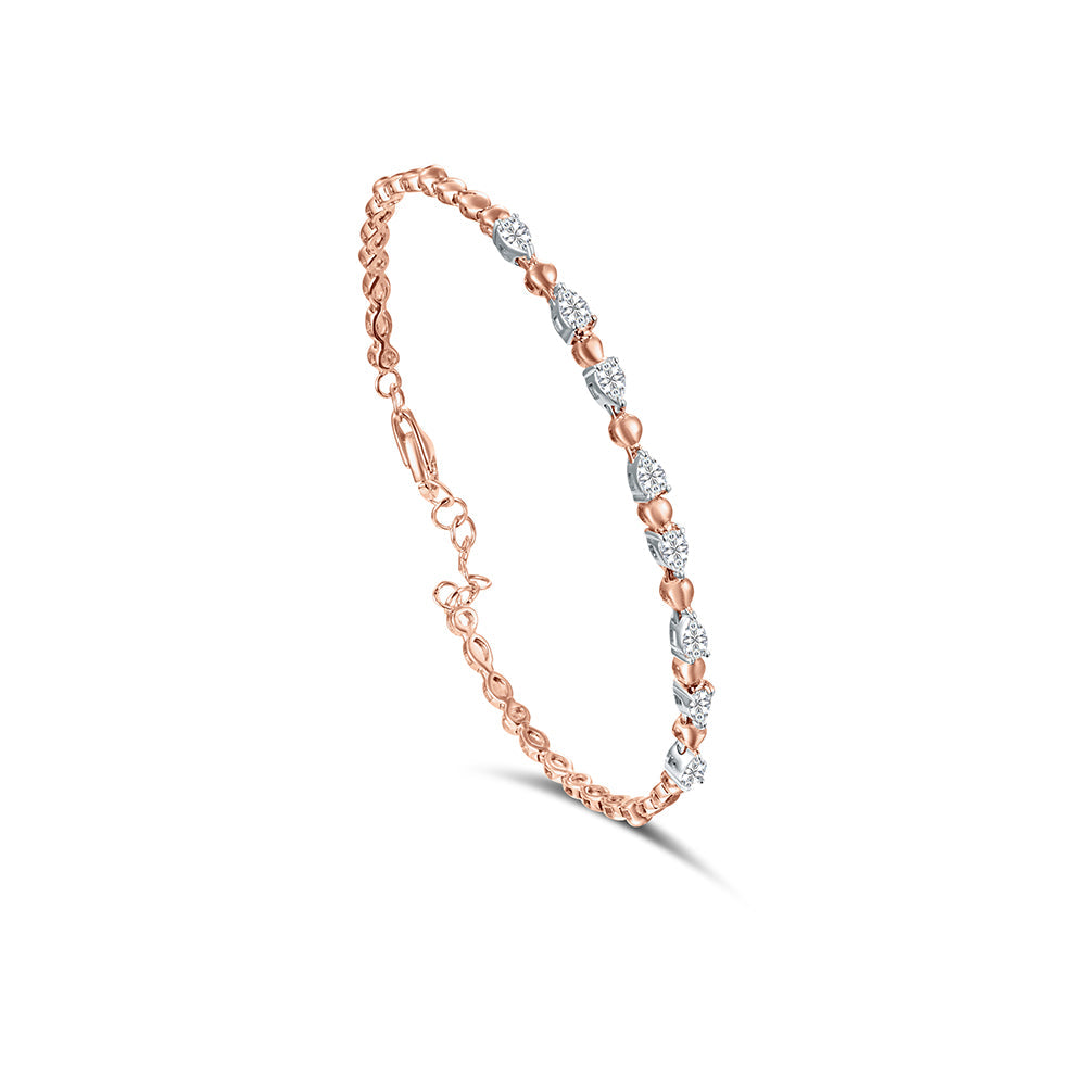 18K Rose gold Diamond Bangle - HB249