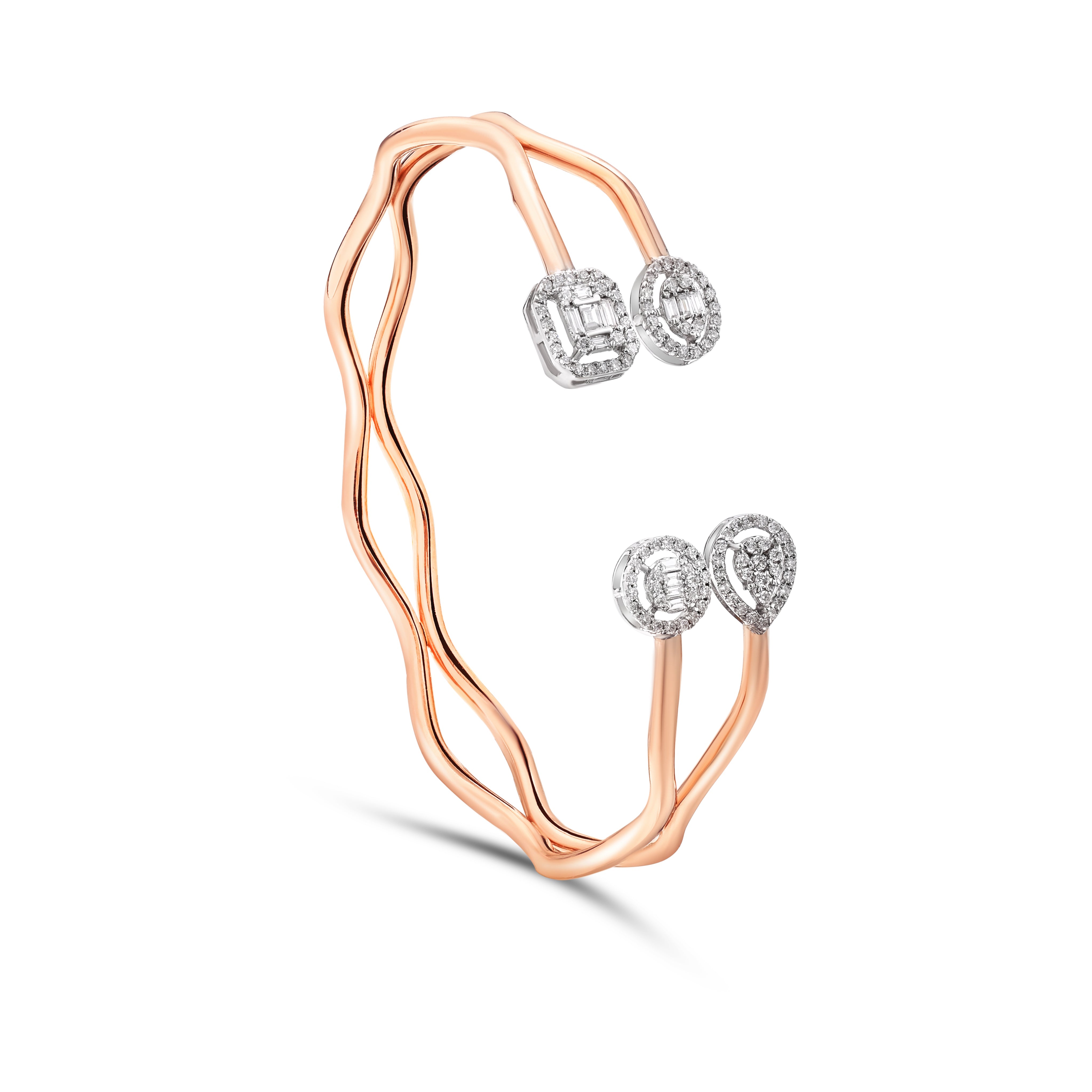 18K Rose Gold Diamond Bangles - HB302