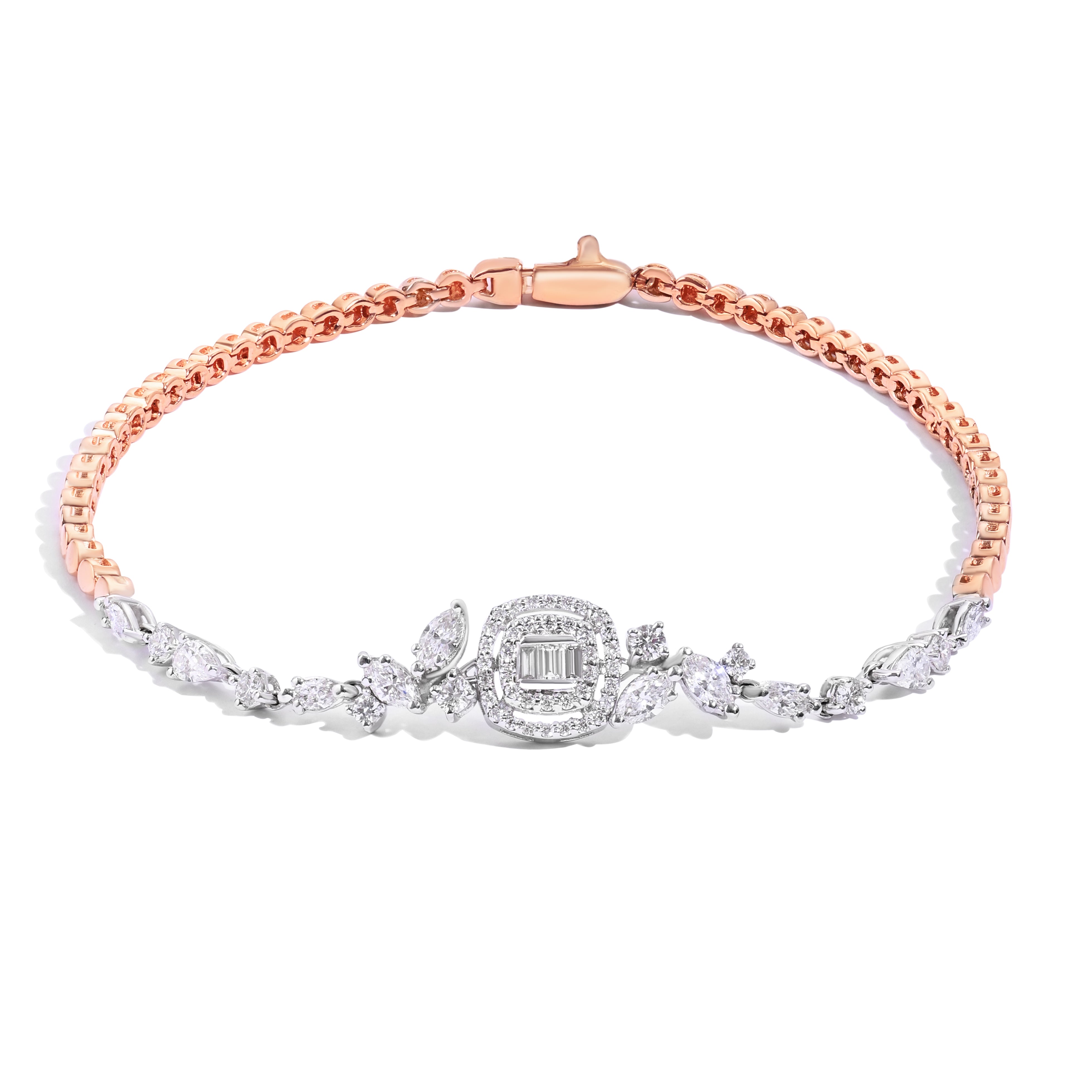 18K Rose Gold Diamond Bracelets - HB349