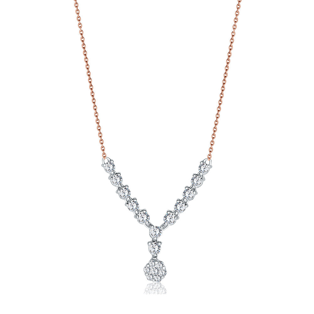 18K Rose gold Diamond Necklace - HP17