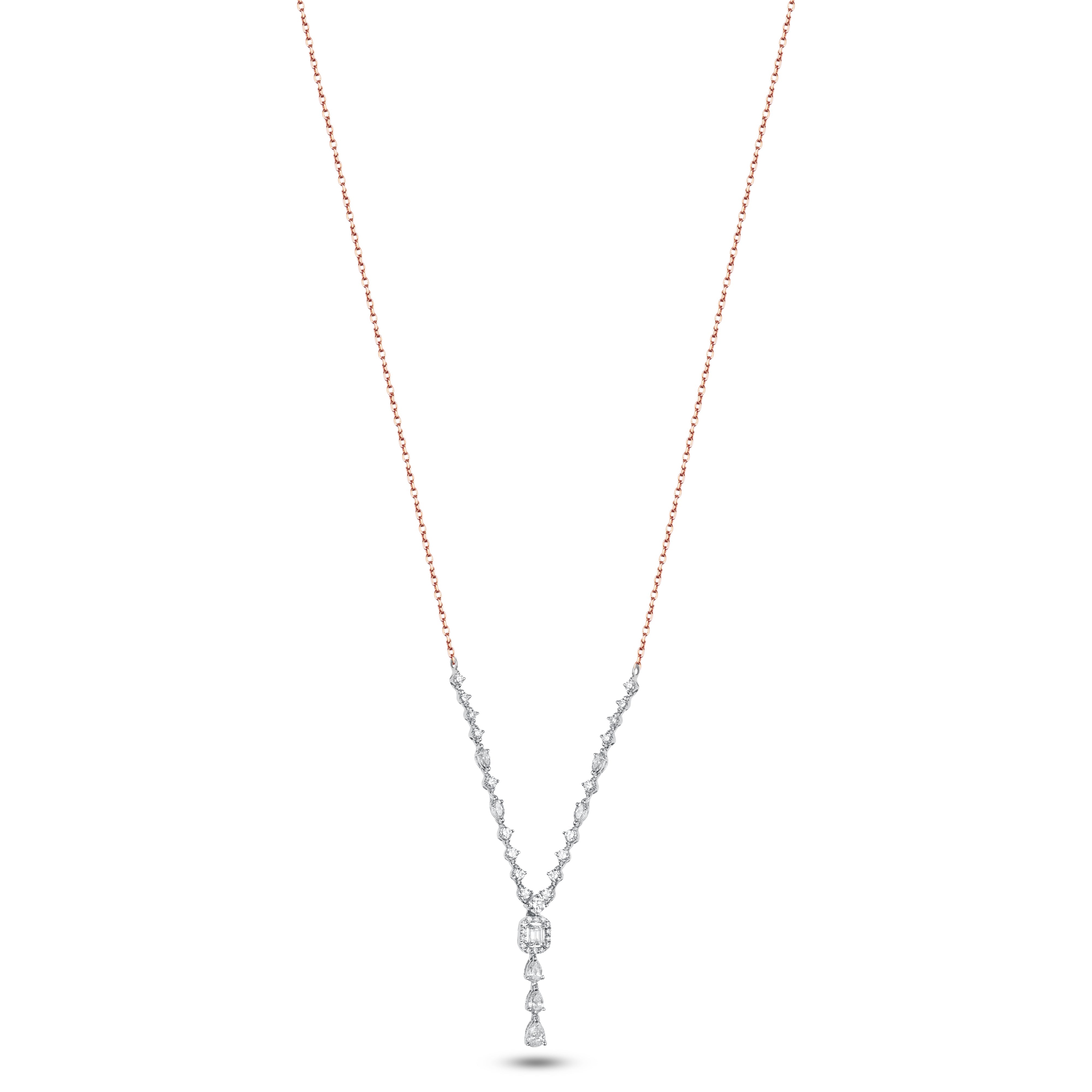 18K Rose Gold Diamond Necklaces - HP189