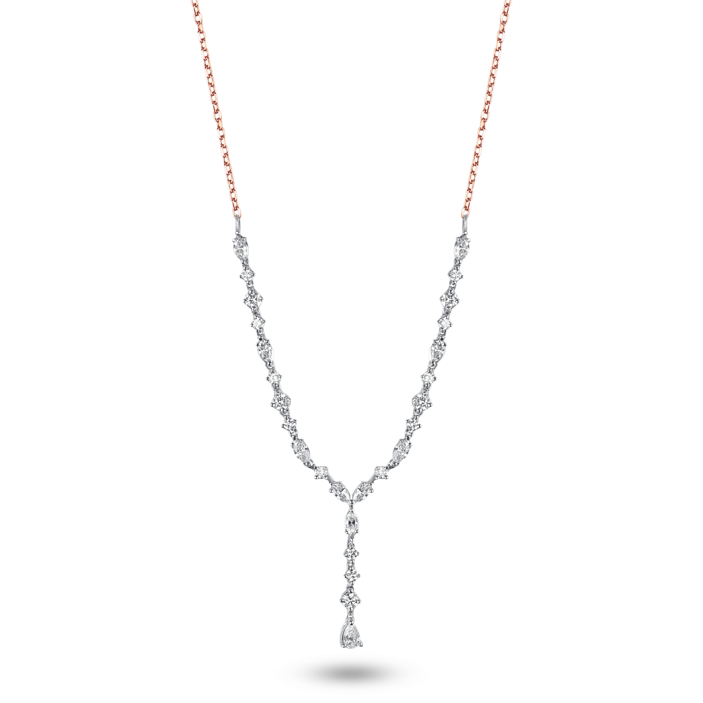 18K Rose Gold Diamond Necklaces - HP190