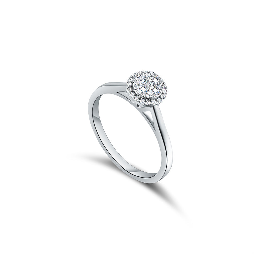 18K White gold Diamond Ring - HR04