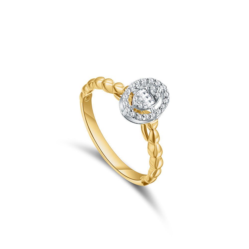 18K Yellow gold Diamond Ring - HR196