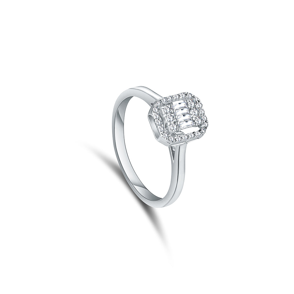 18K White gold Diamond Ring - HR202B