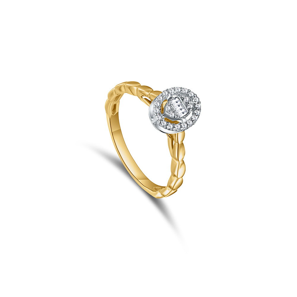 18K Yellow gold Diamond Ring - HR206