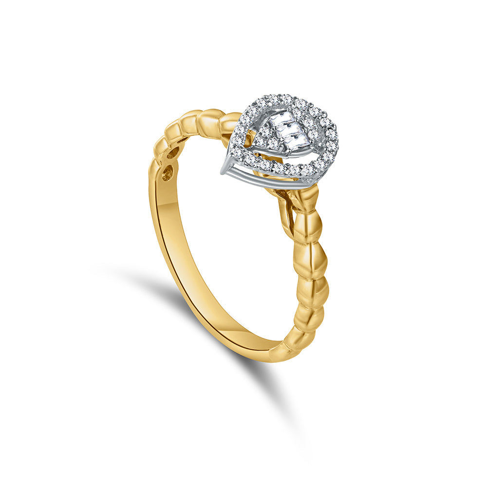 18K Yellow gold Diamond Ring - HR213