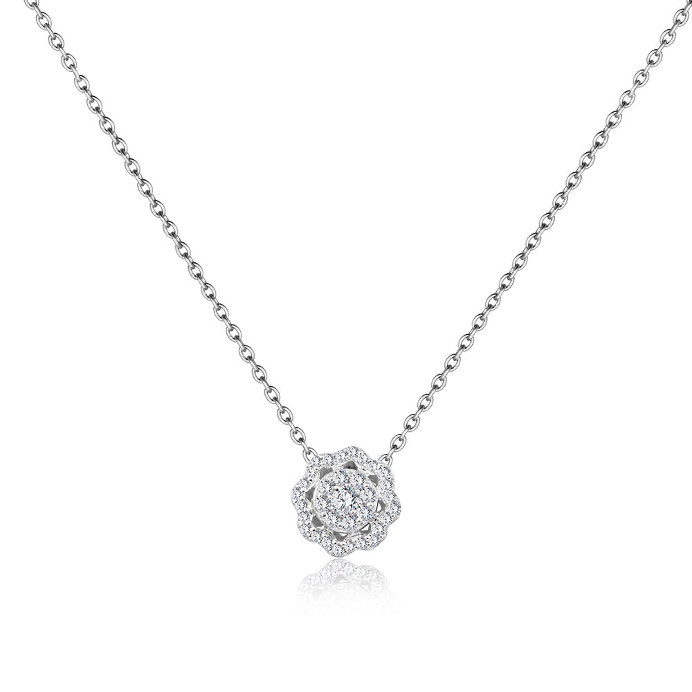 18K White gold Diamond Necklace - ISH38P