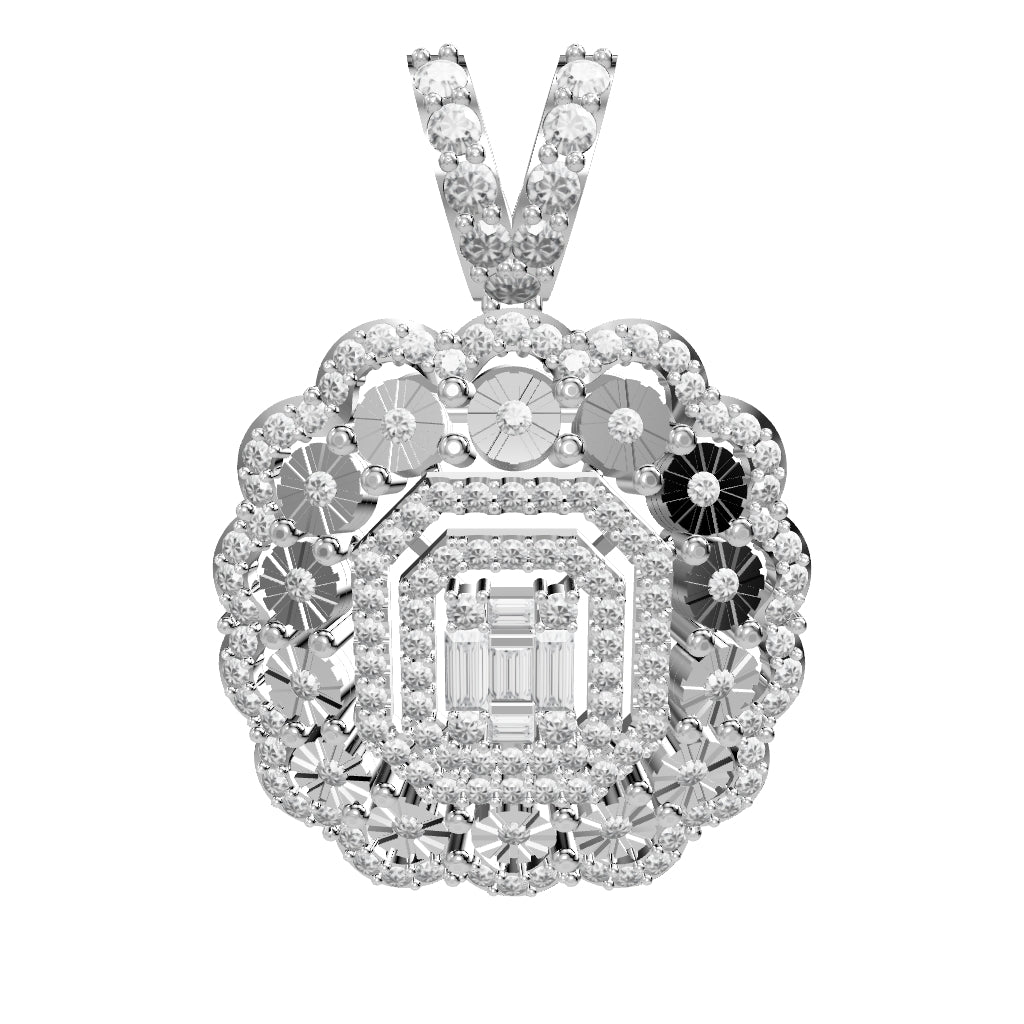 18K White gold Diamond Pendant 3D - E-P408SM