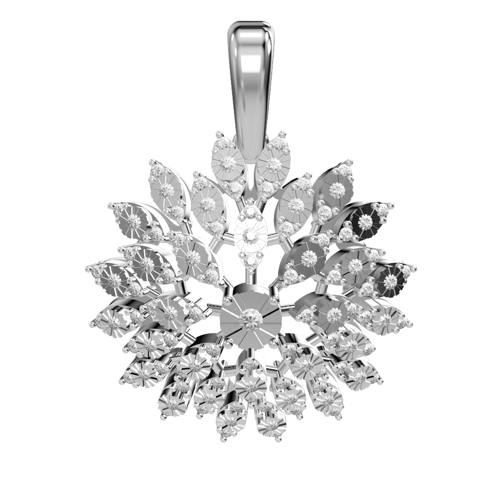 18K White gold Diamond Pendant 3D - E-P420SM